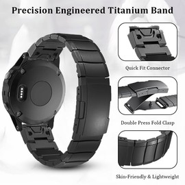 NeXStrix 26mm Titanium Metal Quick Fit WatchBand Compatible for Tactix 8 51mm/Instinct 3 50mm/Fenix 8 51mm/Fenix 6X Pro/7X Pro,22mm Band for Tactix 8 47mm/ Instinct 3 45mm/ Fenix 8 47mm/Forerunner 965