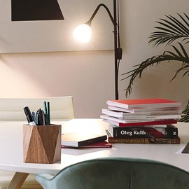 Walnut Wood Pen Holder, Wooden Pencil Holder Cups, Desktop Writing Stationary Organizer Office School Supplies GIfts