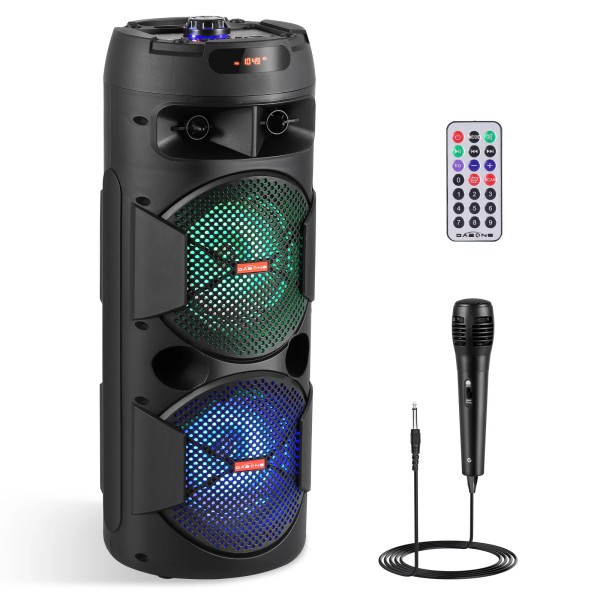 Dual 6.5 "Speaker Drum Speakers Bluetooth Speaker Microphone Subwoofer Karaoke
