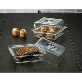 Clear Premium Acrylic Square Serving Tray with Lid (7.5" x 7.5" x 3.88", Pack of 6) - Perfect for Parties, Events, & Dining