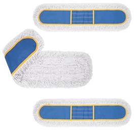 KeFanta 24" Commercial Dust Mop Replacement Heads,3 Pack Reusable Industrial Dust Mop Pads, Washable Cotton Dust Mop Refill for Floor Cleaning & Janitorial Supplies, Blue