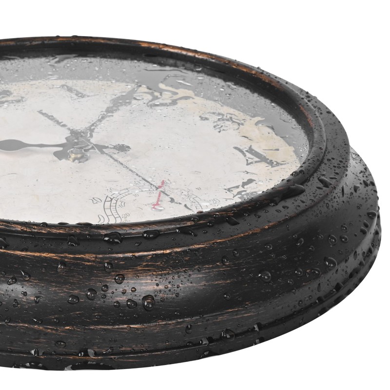 12 Inch Outdoor Clock Waterproof with Thermometer Retro Wall Clock