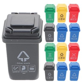 Totority Mini Trash Can Toy 15Pcs Push Vehicles Garbage Cans Curbside Vehicle Garbage Bin Model Rubbish Container Pretend Toy Decoration Furniture Accessories