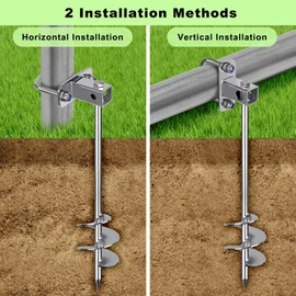 Insaga Ground Anchors - 3'' Wide Spiral Trampoline Anchors High Wind Heavy Duty Swing Set Anchors - Shed Earth Carport Anchor Kit 12mm Solid Steel, Horizontal/Vertical Fixation, 2Pack