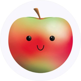 24 x 40mm Round 'Cute Apple Face' Stickers (SK00056336)