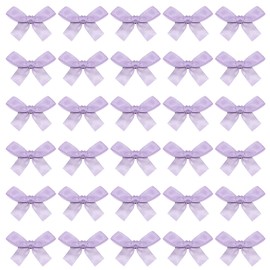 PPhtony Mini Hair Bow Clips 30Pcs Mixed Color Satin Hair Ribbon Bowknot Alligator Clips Barrettes for Women Girls Teens Braids Hair Decoration (Purple)