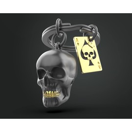 O meta[l]morphose METALMORPHOSE - Skull and Ace of Spades Card Keyring - MTM137-01, Black, Gold, One Size, Unique, Black, Gold, Unique