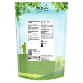 Food to Live Organic Royal White Quinoa, 8 Ounces Whole Grain, Non-GMO, Kosher, Vegan, Sirtfood, Bulk