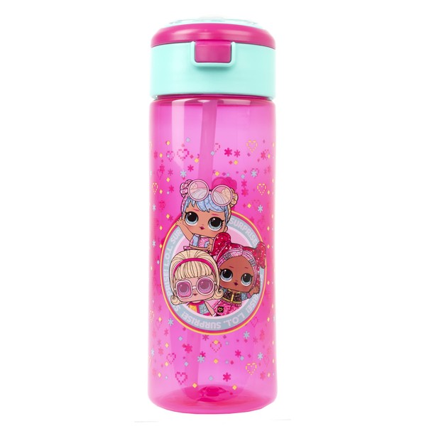 L.O.L. Surprise! Kids Water Bottle With Straw - Pink And Blue LOL Dolls Design - Carry Handle - BPA Free Water Bottle - 700ML - Leakproof Water Bottle