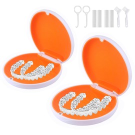 ACSKD 2 Pack Aligner and Retainer Case,Compatible with Invisalign,Mouthguard Case Kits, Portable Aligner Cases with Chewies Remover Tool and Brush, White