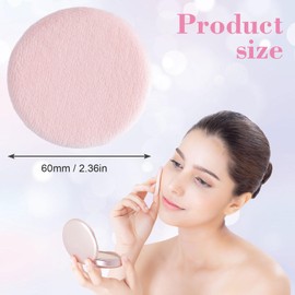 HINZIC 12 Pack 60mm Round Powder Puffs for Foundation Makeup Applicators, Soft Cotton Skin-Friendly Face Powder Sponge Velour Velet Puffs Pads for Cream Cosmetics- Pink
