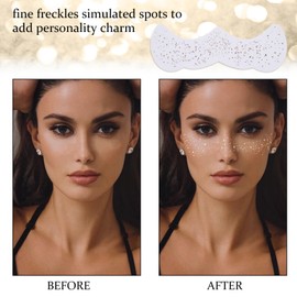 NICENEEDED 12 Pcs Glitter Freckles Temporary Face Tattoos, Gold Glow Up Makeup Patches, Faux Freckles Cosmetic Glitter for Face Glitter Speckles Patch Cute Glitter Makeup Accessories for Women