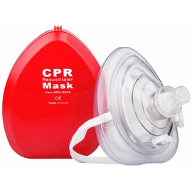NOVAMEDIC First Aid Adult and Child CPR Rescue Mask, Detachable Single Valve Pocket Resuscitator with Hard Case and Wrist Strap Kit, Red