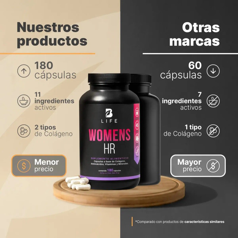 Vitaminas Cabello Mujer 180 Cápsulas Colágeno Life