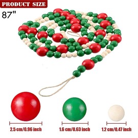 87" Christmas Beads Garland Decoration 3 Color Pearl Strands Chain for Christmas Tree Decoration Indoor Outdoor Home Mantle Fireplace Holiday Décor