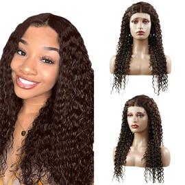 Zeslaerr 30 Inch Glueless Human Hair Wig #4 Brown 150% Density 5X5 HD Lace Front Wig Human Hair Pre Plucked With Baby Hair 100% Unprocessed Kinky Curly Human Hair Wigs For Women