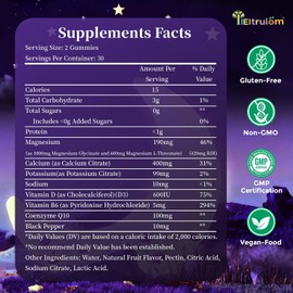 Liposomal Magnesium Complex 190mg for Kids Per Serving, Magnesium Glycinate with L-Threonate, Vitamin D3, CoQ10, L-Threonate Gummies for Rest Support, Sugar/Gluten Free, 60 Count