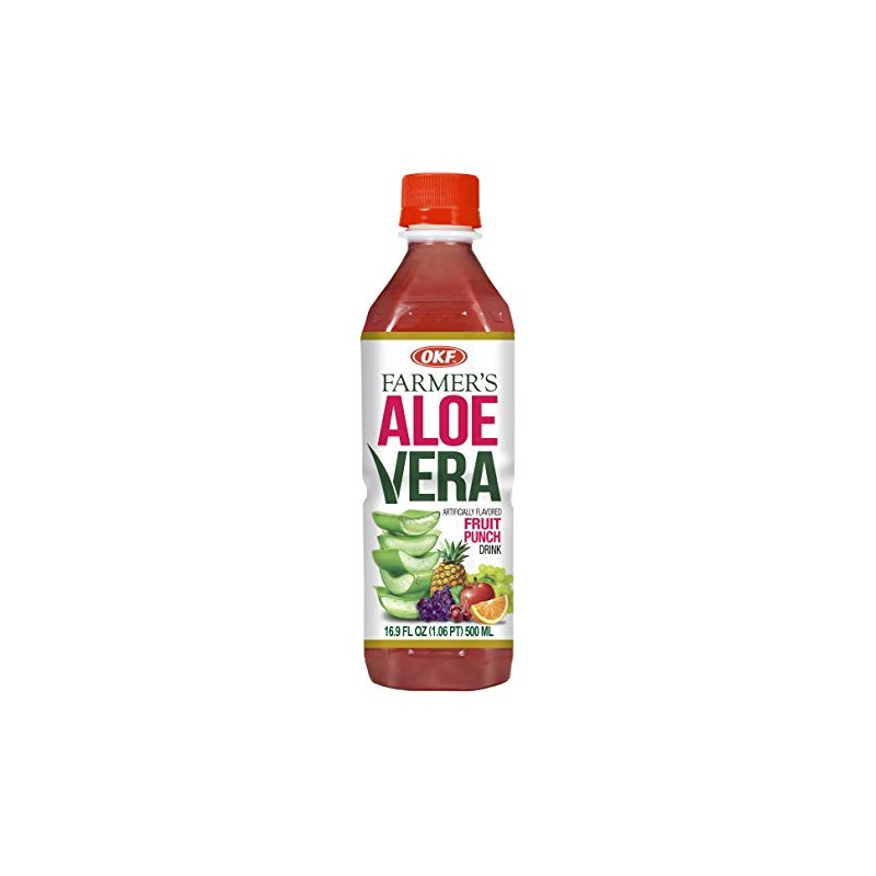 OKF Aloe Vera Drink in 16.9 Ounce Bottles (Fruit Punch,