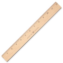 Westcott Wood Ruler Measuring Metric and 1/16 " Scale With Single Metal Edge, 30 cm (10375)