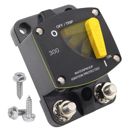 T Tocas High-Amper 300 Amp Circuit Breakers with Manual Reset Switch (2-in-1) - UL Certified 12V-48V DC for Car Audio,Automotive - IP66 Waterproof - 5/16" Studs