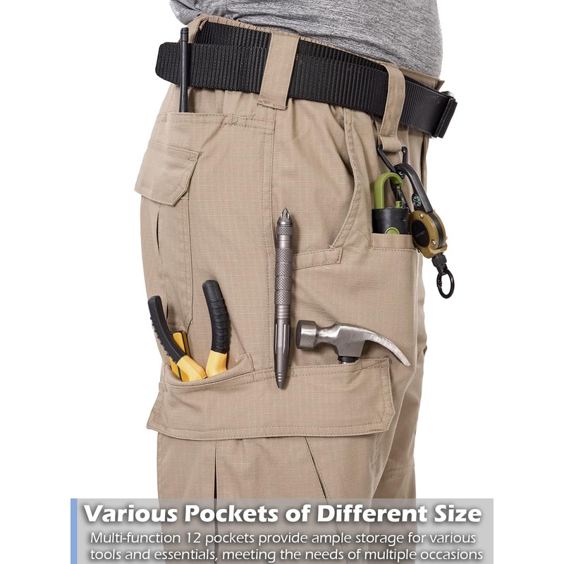 NAVEKULL Men's Flexible Work Pants Stretch Ripstop Utility Cargo Pants