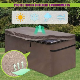 MunteLock Cover for garden storage box, protective cover of the cushion box with zip lid and ventilation, waterproof, 420D Oxford brown (130 x 71 x 67 cm)