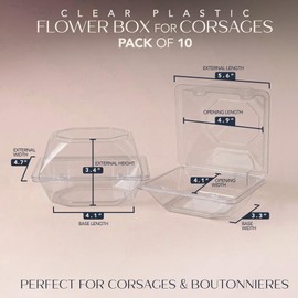 Royal Imports Clear Plastic Flower Box for Corsage, Boutonniere, Rose, Orchid Prom Wedding Craft Container 5x4x3-10 Pack