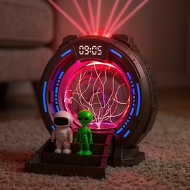 L LOHAS LED Projector Stargate Galaxy Night Light, Space Portal Night Light with Static Electricity Ball, White Noise Sound Machine, Bluetooth Music, Clock/Timing Globe Lamp for Bedroom Gift