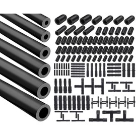1/8" 5/32" 3/16" 1/4" 5/16" 3/8" Automotive Silicone Vacuum Tubing Hose line Kit 5FT with 115PCS Nylon Vacuum Connectors, 63PCS Rubber Vacuum Caps, Total 184 PCS (Black)
