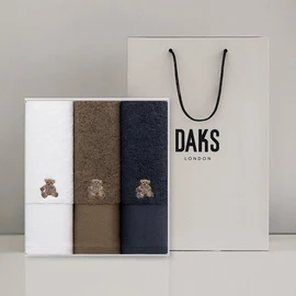Daks Towel [Half Club/Daks Towel] Herringbone Teddy Towel Set of 3, Bulk / 닥스 타올 [하프클럽/닥스타올]헤링본테디세면 3매세트, 벌크