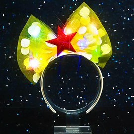 Asooll Light Up Star Headband LED Yellow Bow Knot Headpiece Glowing Costume Hair Accessories for Women