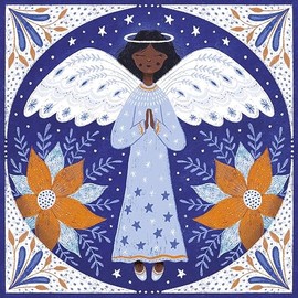 Museums & Galleries Charity Christmas Cards - Angel in Blue - Eco-Friendly and Recyclable - Pack of 8 Cards