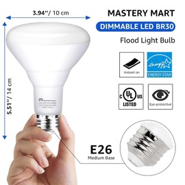 MASTERY MART BR30 LED Bulb, 10W Dimmable, 4000K 65 Watt Equivalent 700 Lumen Neutral Daylight, Wide Flood Light, E26 Base, Recessed Light Bulb for Can Ceiling, UL and Energy Star, Pack of 24