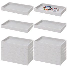 Inbagi 16 Pcs Small Velvet Jewelry Tray Stackable Jewelry Drawers Organizer Trays Storage Display Trays for Earring Ring Necklace Bracelet 8.3 x 5 x 1 Inches, Grey