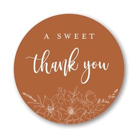 2" Round A Sweet Thank You Wedding Favor Stickers (Set of 40 Labels) (Terracotta)