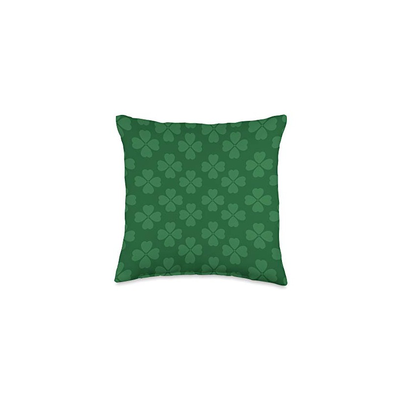 Irish Shamrock Green Four Leaf Clovers Throw Pillow