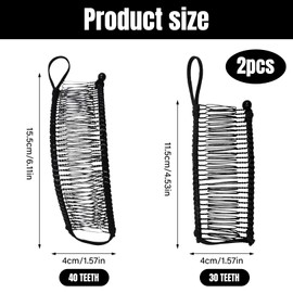 2 Pcs Large Stretch Banana Clip, Stretch Double Comb Clip for Thick, Adjustable Vintage Banana Clips Put Your Hair Up in Seconds with No Damage Creases or Pain for Naturally Curly Hair (Black)