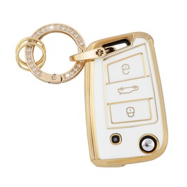 VDARK VW Key Fob Cover 3 Button Smart Key Fob Holder TPU Car Key Cover Case Fit for Volkswagen Golf 7 Polo Tiguan MK7 Skoda