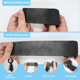 Fenhupe 48 Pack 2” x 5 Yards Self Adhesive Bandage Wrap, Elastic Breathable Cohesive Bandage Wrap Athletic Stretch Medical Tape for First Aid Wrist Ankle Sports Vet Wrap (Black)