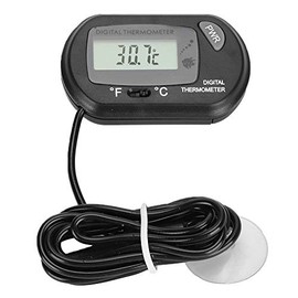 Termómetro Digital LCD para Acuario, Sensor de Temperatura con Pantalla Digital y Ventosa, Control para Peceras, Rango -50°C a +70°C, Color Negro