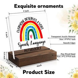 Juoqg Everyone Deserves A Voice Acrylic Sign with Wooden Stand, Funny Speech Language Pathologist Gift, Birthday Thanksgiving Office Gift for Speech Therapist, SLP Appreciation Gift, SLP Thank You