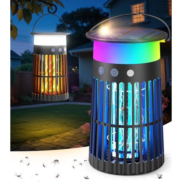 Solar Bug Zapper Outdoor Waterproof, 4 in 1 Solar Mosquito