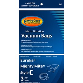 EnviroCare Replacement Micro Filtration Vacuum Cleaner Dust Bags made to fit Eureka Type C Mighty Mite Canisters 3 Pack