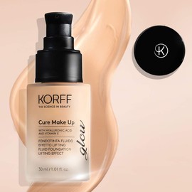Korff Liquid Foundation, Lifting Glow Effect, Anti-Aging Formula and Long Hold with Hyaluronic Acid 01, 30 ml