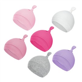 Durio 6 Pcs Preemie Newborn Hats for Baby Girls Gifts Cozy Baby Girl Hats Soft Baby Hats 0-6 Months Infant Beanie Newborn Essentials Caps White,Gray,Light Pink,Dark Pink,Purple,Hot Pink 3-6 Months