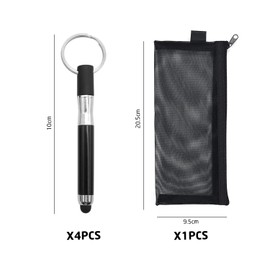 4 Touch Screen Pens with 1 Pencil Case, Smart Device Touch Screen Pen, Mini Ballpoint Pen, Keychain Touch Screen Pen, Suitable for Mobile Phones, Tablets etc.