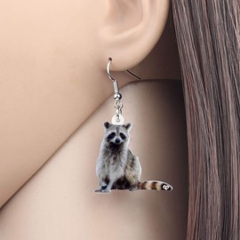 NEWEI Acrylic Raccoon Ringtail Earrings Drop Dangle Sweet Wild Animal Jewelry For Women Girl Charms, Acrílico