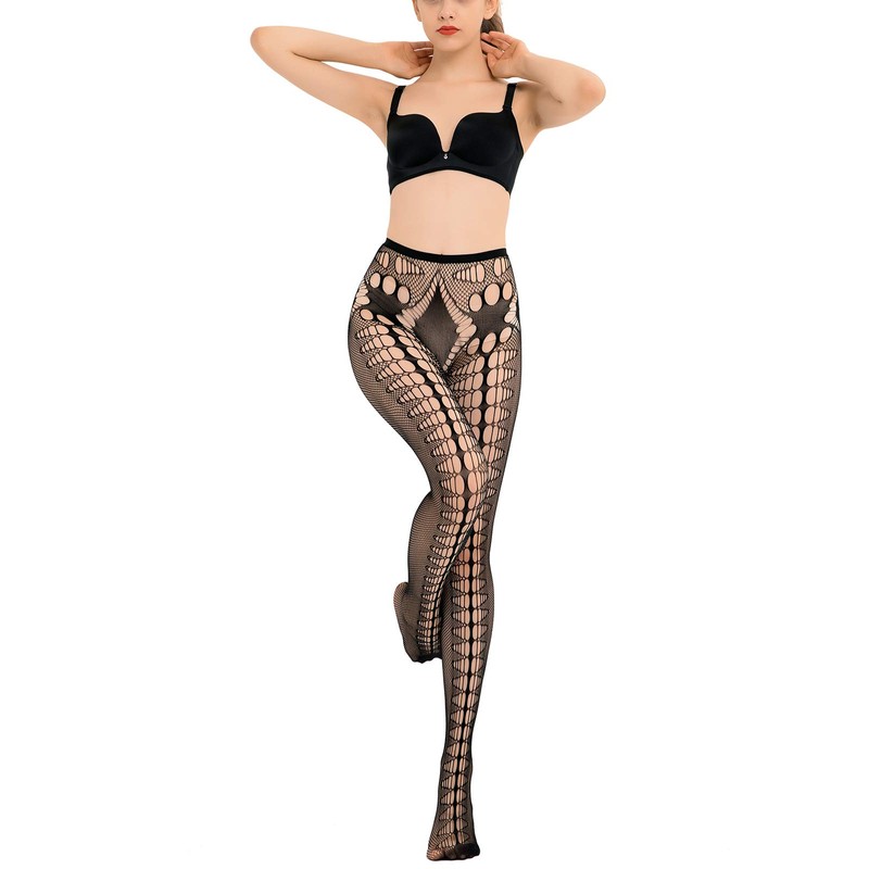 HONENNA Patterned Fishnets Tights Black Pantyhose Stockings for Women, 2