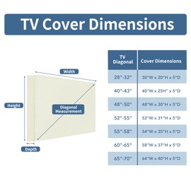Easy-Going Outdoor TV Cover with Roll Up Front Flat - Waterproof & Weatherproof for 48-50 inch Flat Screen TV, Beige