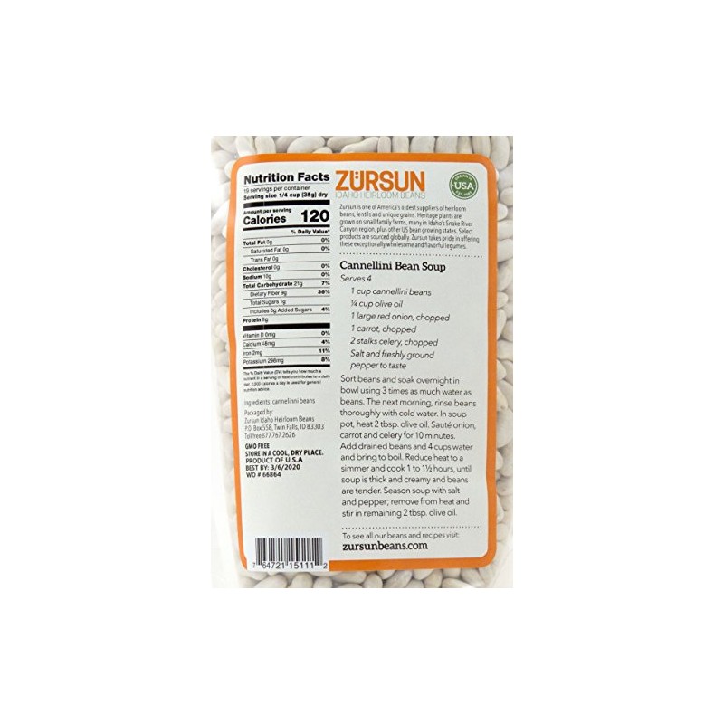 Zursun Heirloom Dry Cannellini Beans 24 oz each (2-Pack)